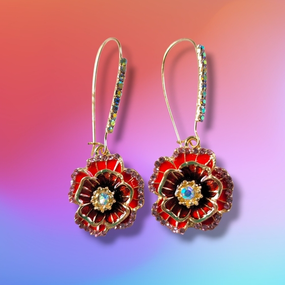 ✨️HP✨️Betsey Johnson | NWOT Colorful Romantic Floral Dangle Earrings - Picture 2 of 6